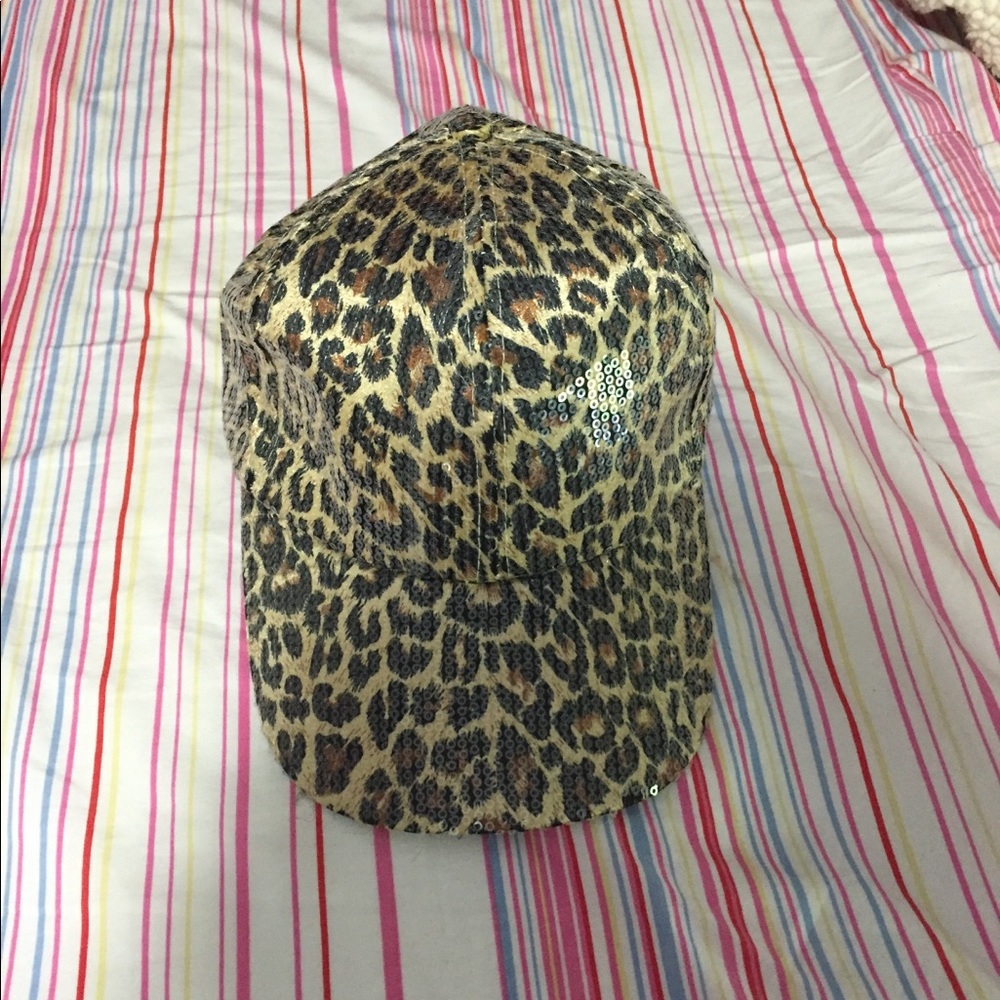 Sequin cheetah print hat